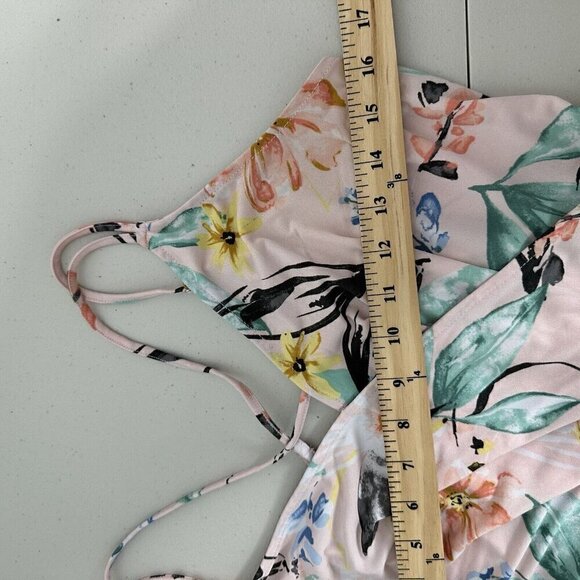 Bcbgeneration Jumpsuit Floral Pink Size S tie ankle Criss Cross Strappy Back - Picture 8 of 12